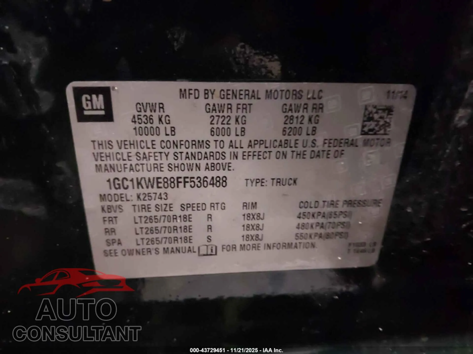 2015 CHEVROLET SILVERADO 2500HD Damaged VIN 1GC1KWE88FF536488 – trunk area 2015 CHEVROLET SILVERADO 2500HD Damaged VIN 1GC1KWE88FF536488 – trunk area