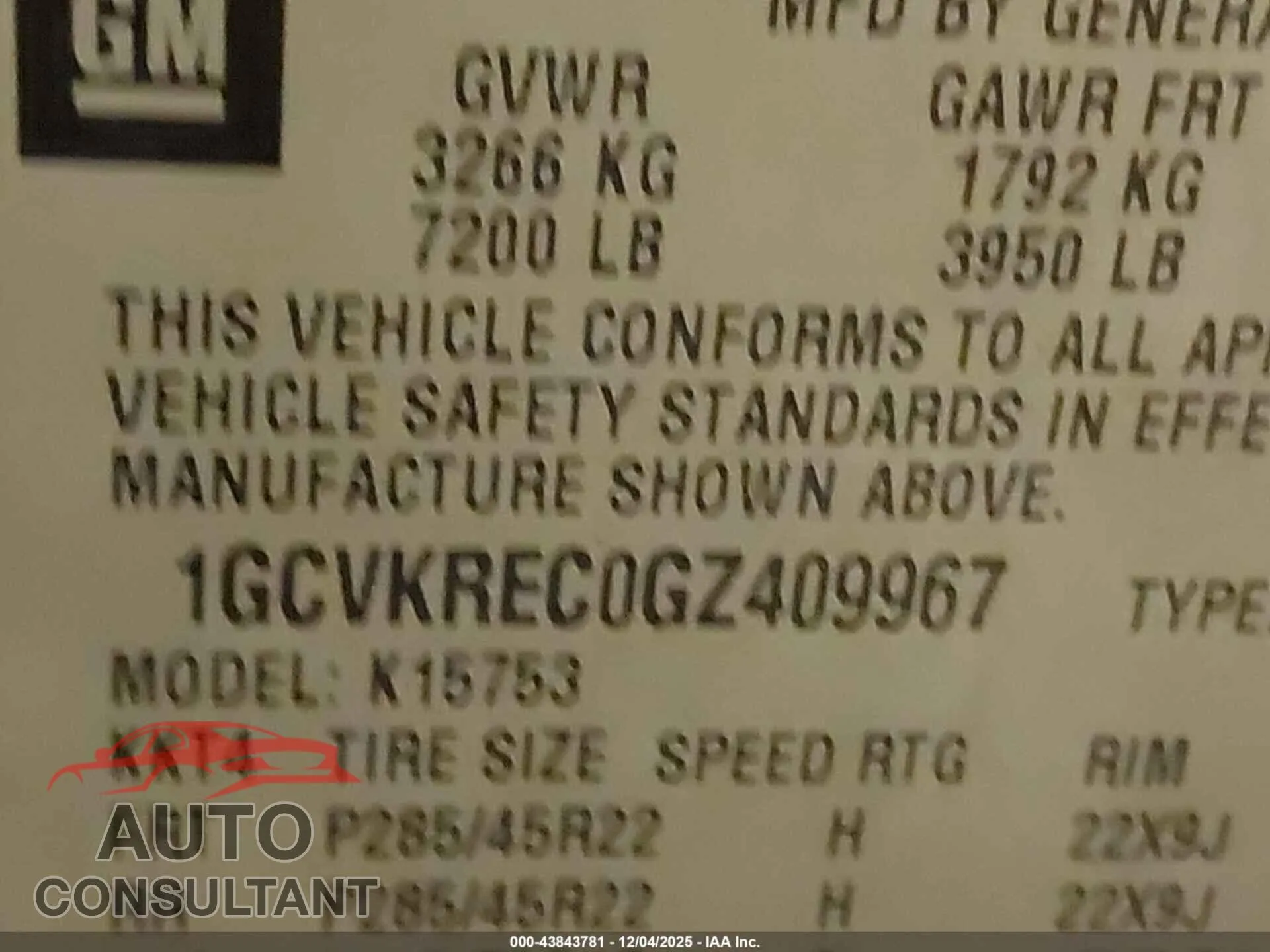 2016 CHEVROLET SILVERADO 1500 Damaged VIN 1GCVKREC0GZ409967 – trunk area