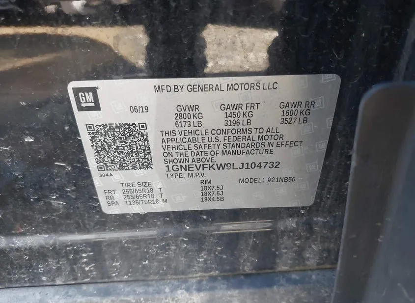 2020 CHEVROLET Traverse Used VIN 1GNEVFKW9LJ104732 – dashboard