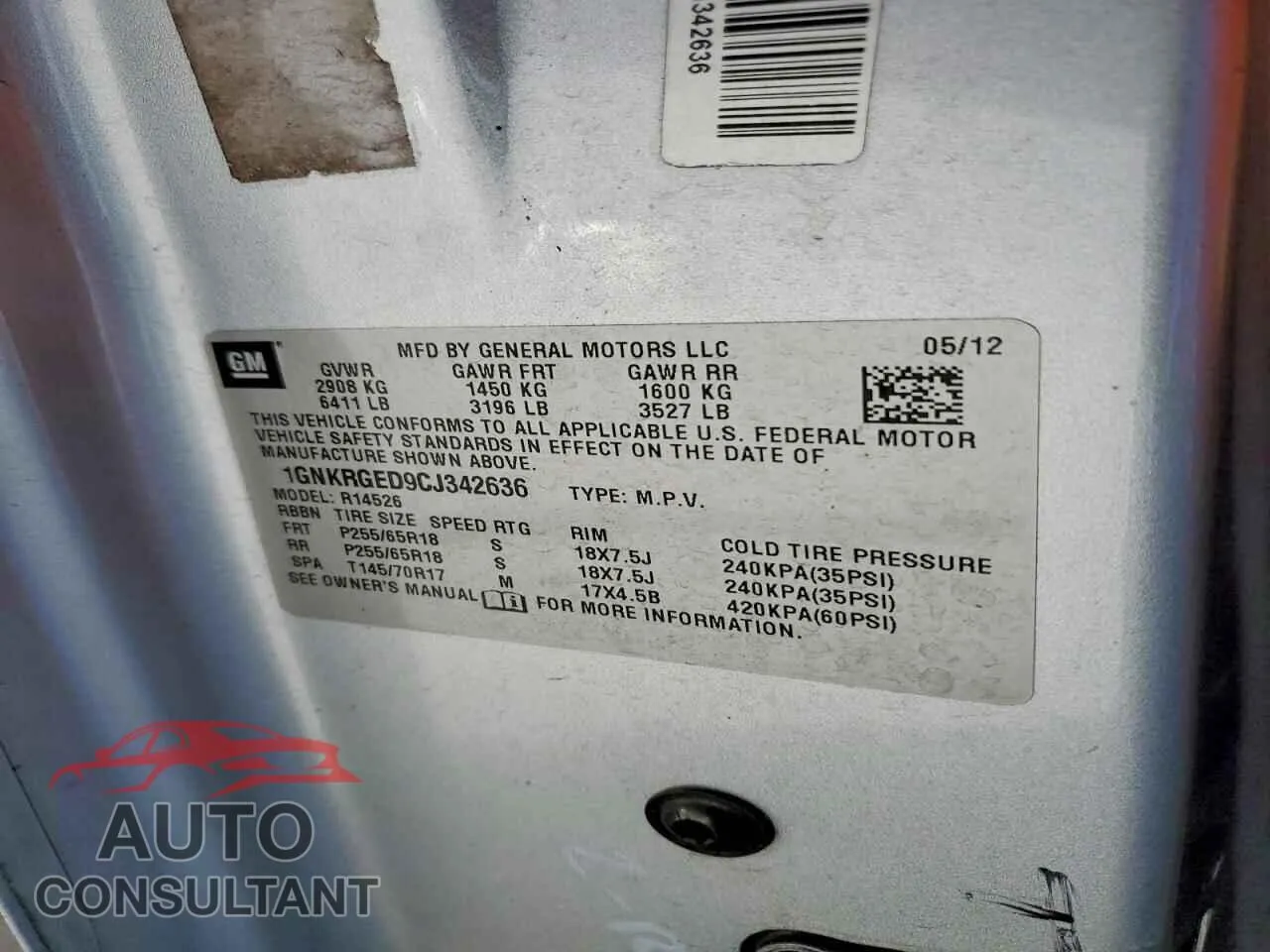 2012 CHEVROLET TRAVERSE Damaged VIN 1GNKRGED9CJ342636 – photo 13