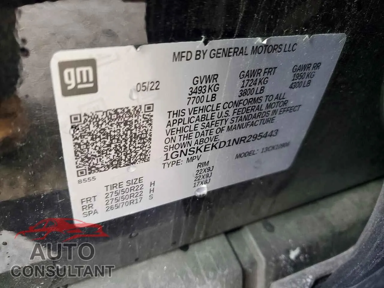 2022 CHEVROLET SUBURBAN Damaged VIN 1GNSKEKD1NR295443 – photo 13