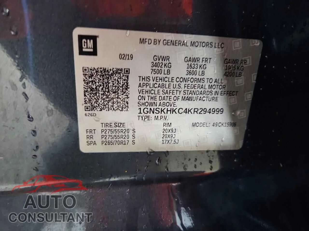 2019 CHEVROLET SUBURBAN Damaged VIN 1GNSKHKC4KR294999 – photo 14