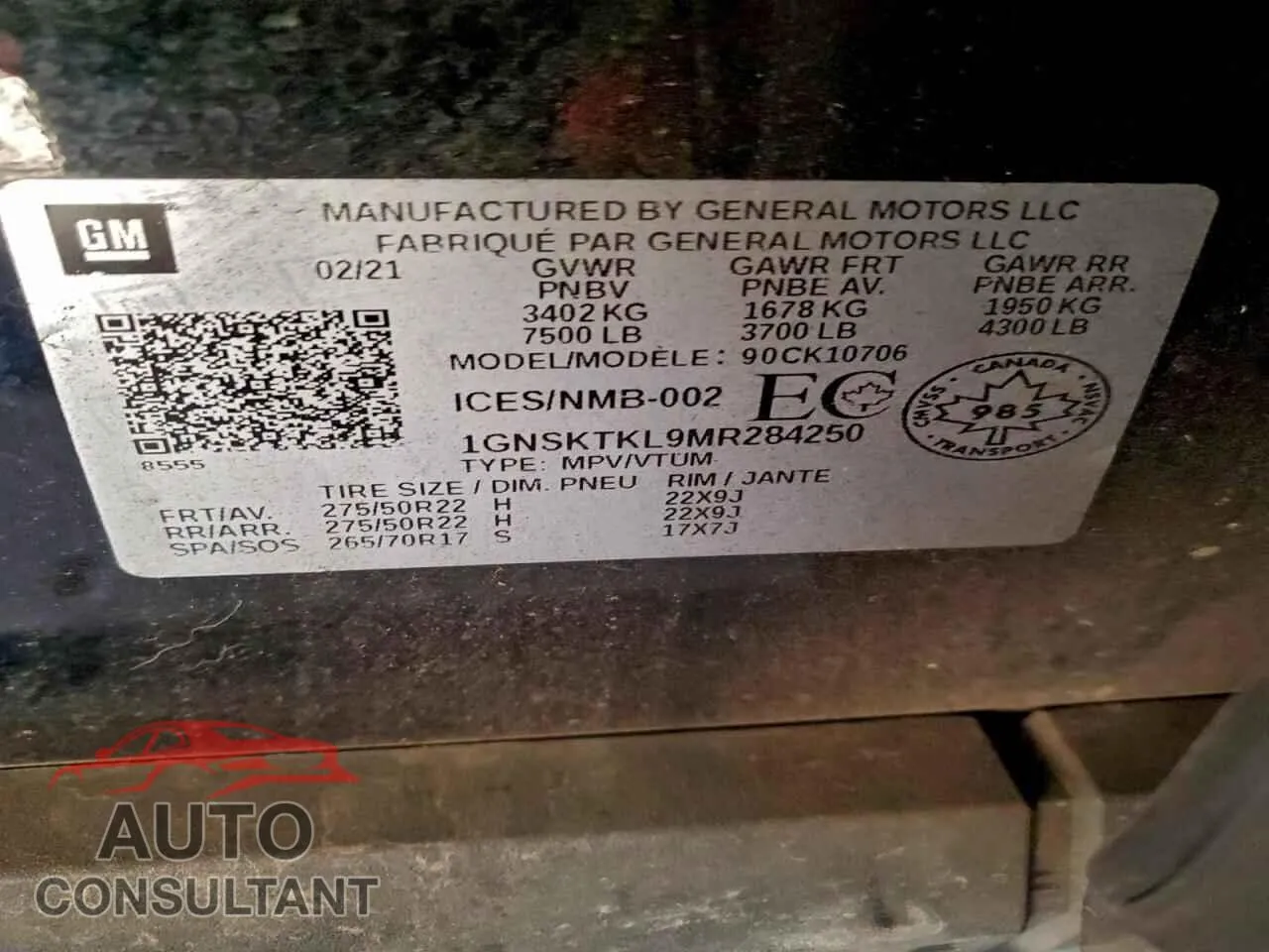 2021 CHEVROLET TAHOE Damaged VIN 1GNSKTKL9MR284250 – photo 13