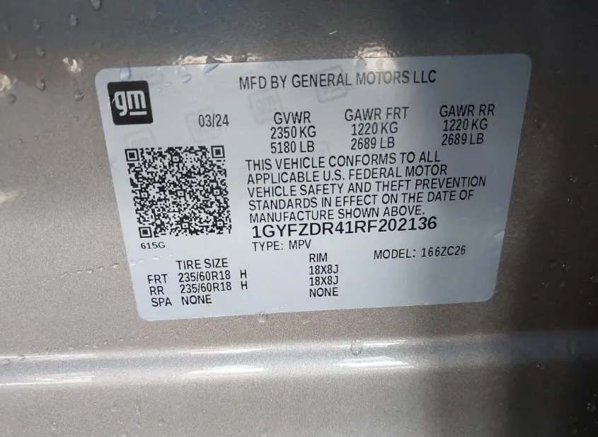 2024 CADILLAC XT4 Used VIN 1GYFZDR41RF202136 – odometer reading