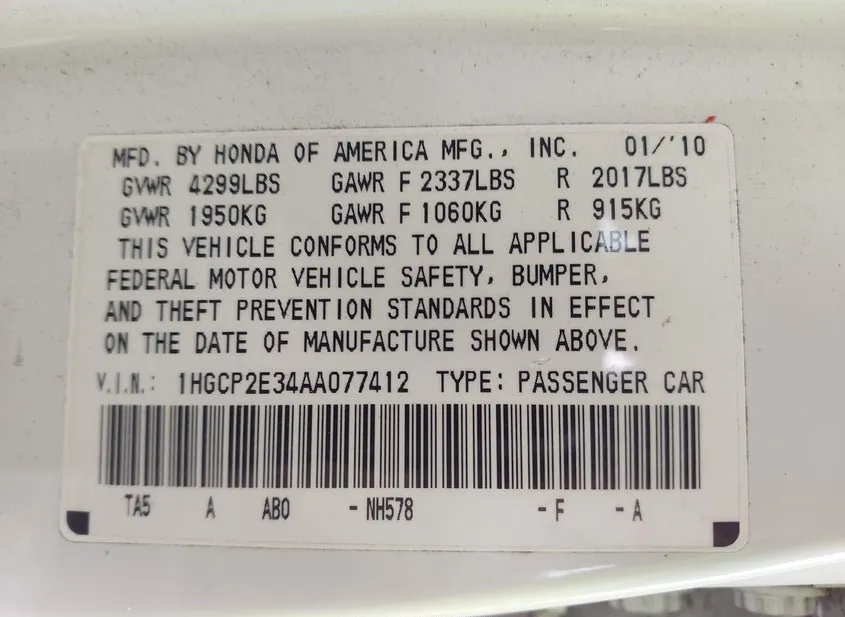 2010 HONDA Accord Used VIN 1HGCP2E34AA077412 – photo 13