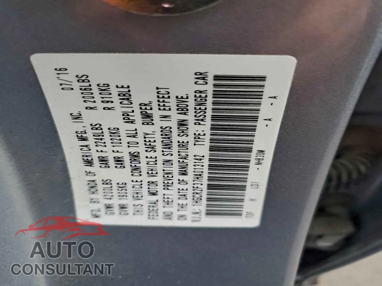 2017 HONDA ACCORD Damaged VIN 1HGCR2F37HA013142 – photo 13