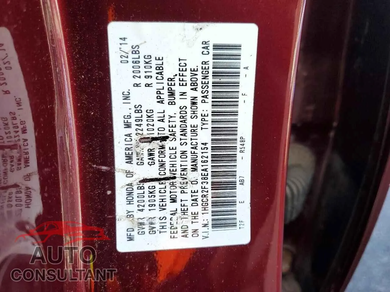 2014 HONDA ACCORD Damaged VIN 1HGCR2F38EA162154 – photo 13