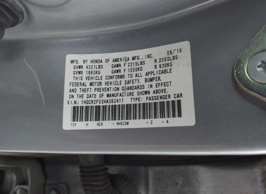 2017 HONDA Accord Used VIN 1HGCR2F50HA060417 – photo 16