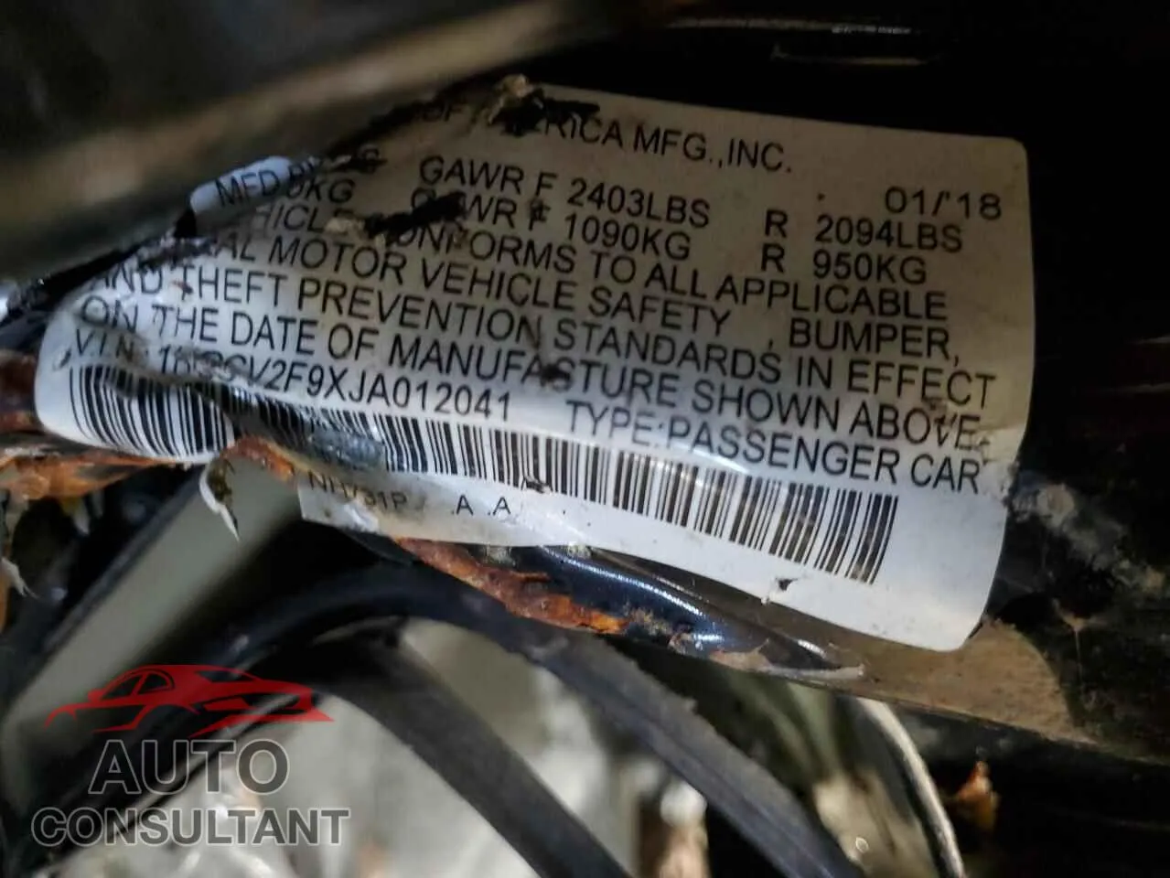 2018 HONDA ACCORD Damaged VIN 1HGCV2F9XJA012041 – photo 12