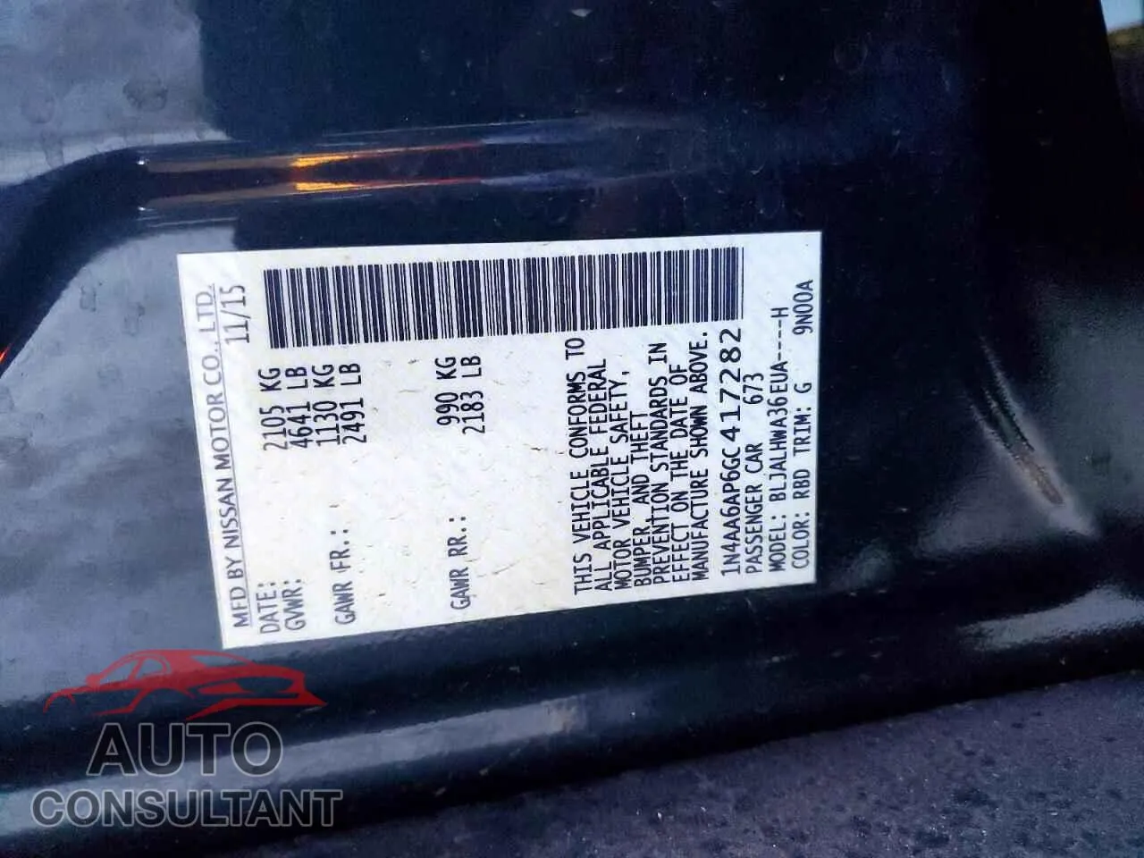 2016 NISSAN MAXIMA Damaged VIN 1N4AA6AP6GC417282 – photo 12