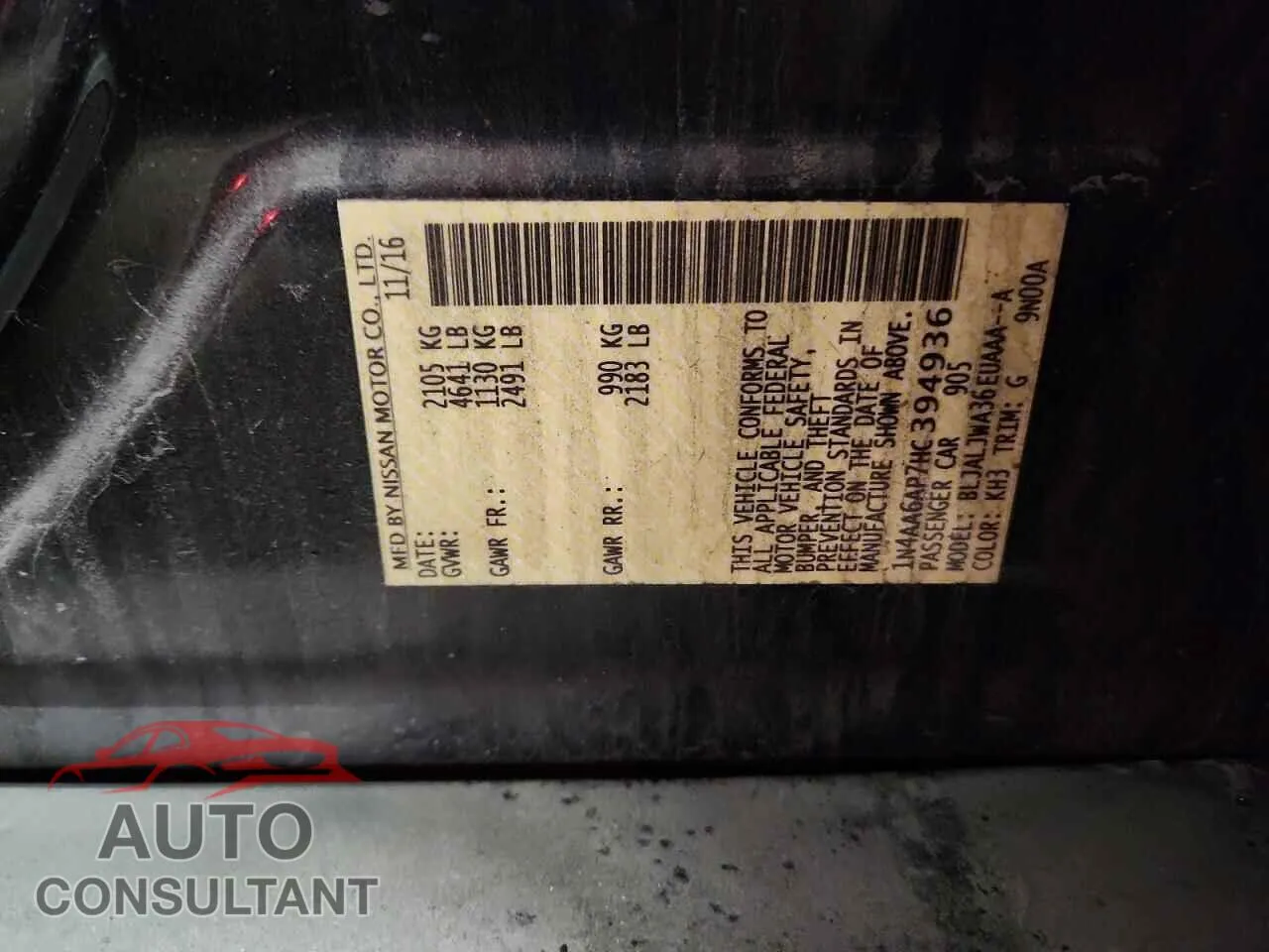 2017 NISSAN MAXIMA Damaged VIN 1N4AA6AP7HC394936 – photo 12