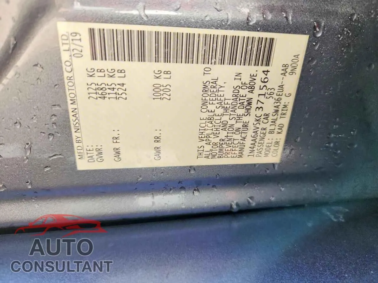 2019 NISSAN MAXIMA Damaged VIN 1N4AA6AV5KC371564 – photo 12
