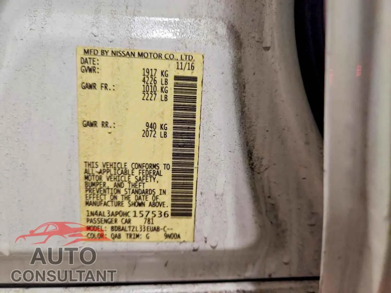 2017 NISSAN ALTIMA Damaged VIN 1N4AL3AP0HC157536 – photo 12