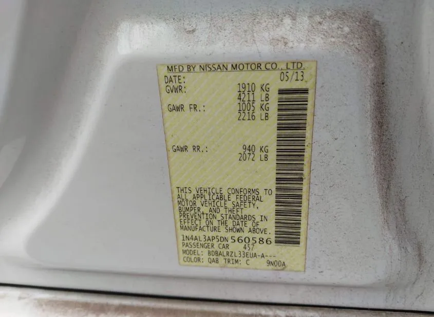 2013 NISSAN Altima Used VIN 1N4AL3AP5DN560586 – photo 17 2013 NISSAN Altima Used VIN 1N4AL3AP5DN560586 – photo 17