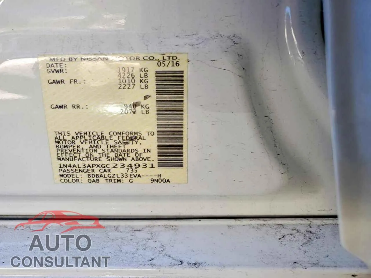 2016 NISSAN ALTIMA Damaged VIN 1N4AL3APXGC234931 – photo 12