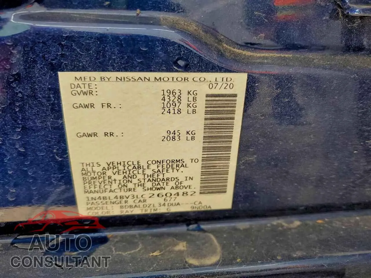 2020 NISSAN ALTIMA Damaged VIN 1N4BL4BV3LC260482 – photo 13