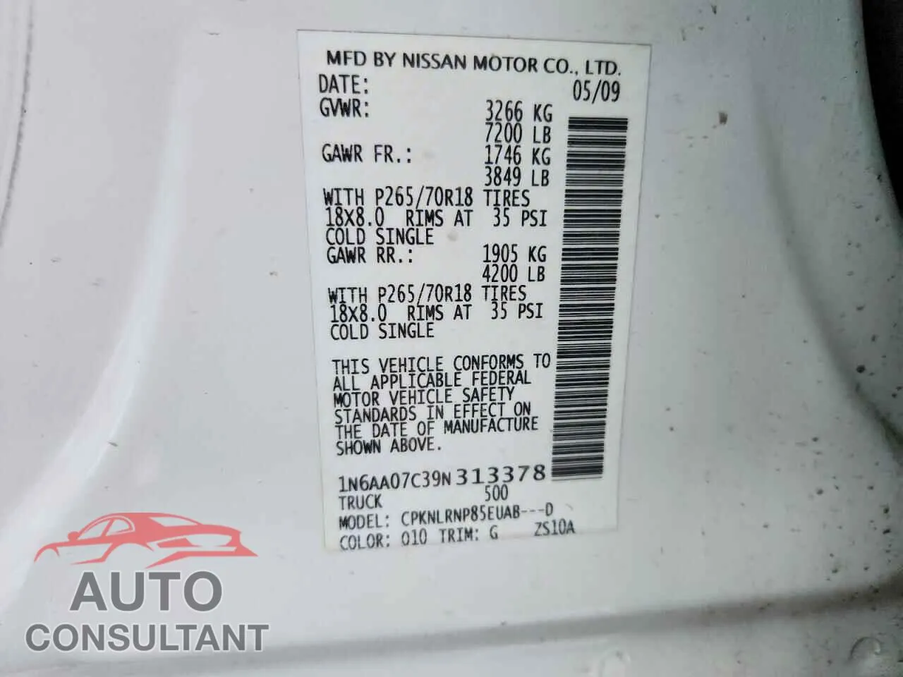 2009 NISSAN TITAN Used VIN 1N6AA07C39N313378 – photo 12