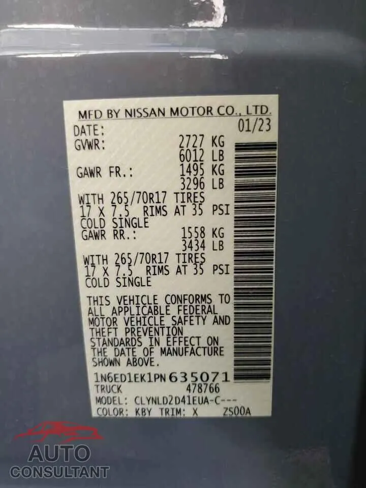 2023 NISSAN FRONTIER Damaged VIN 1N6ED1EK1PN635071 – photo 13