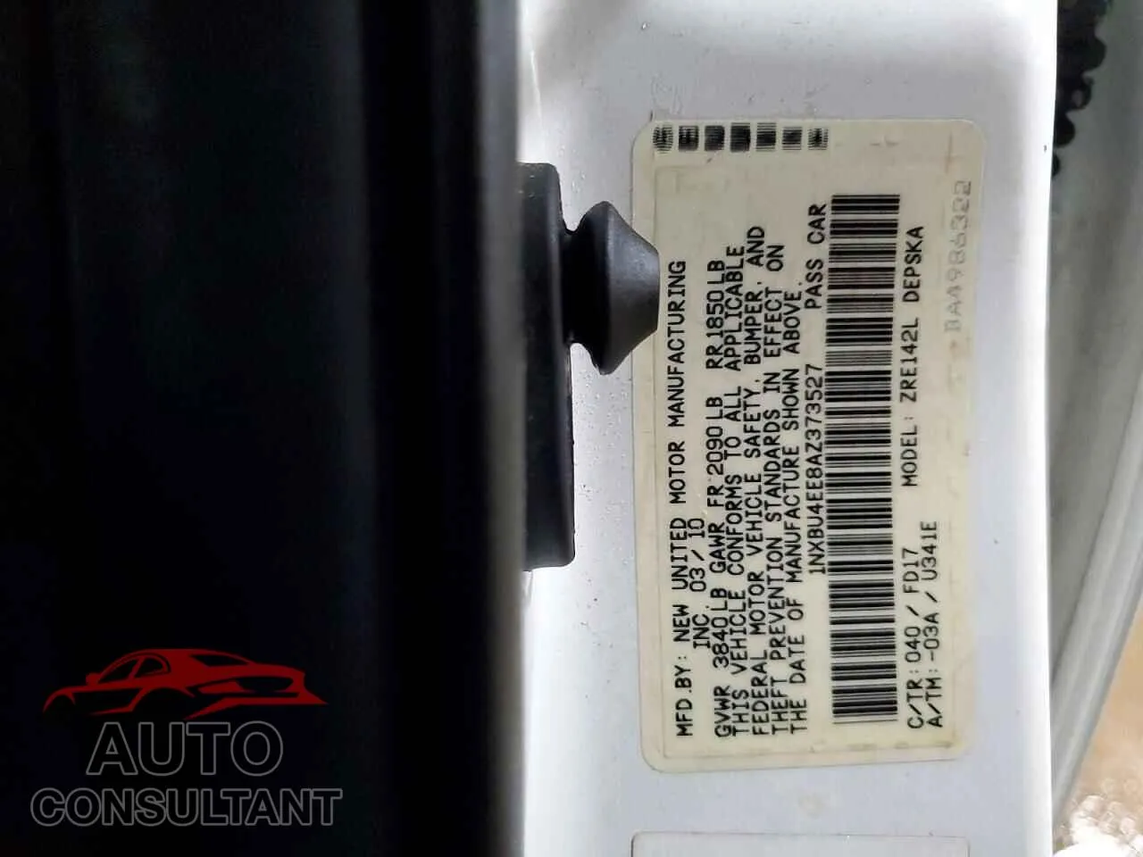 2010 TOYOTA COROLLA Damaged VIN 1NXBU4EE8AZ373527 – photo 12 2010 TOYOTA COROLLA Damaged VIN 1NXBU4EE8AZ373527 – photo 12
