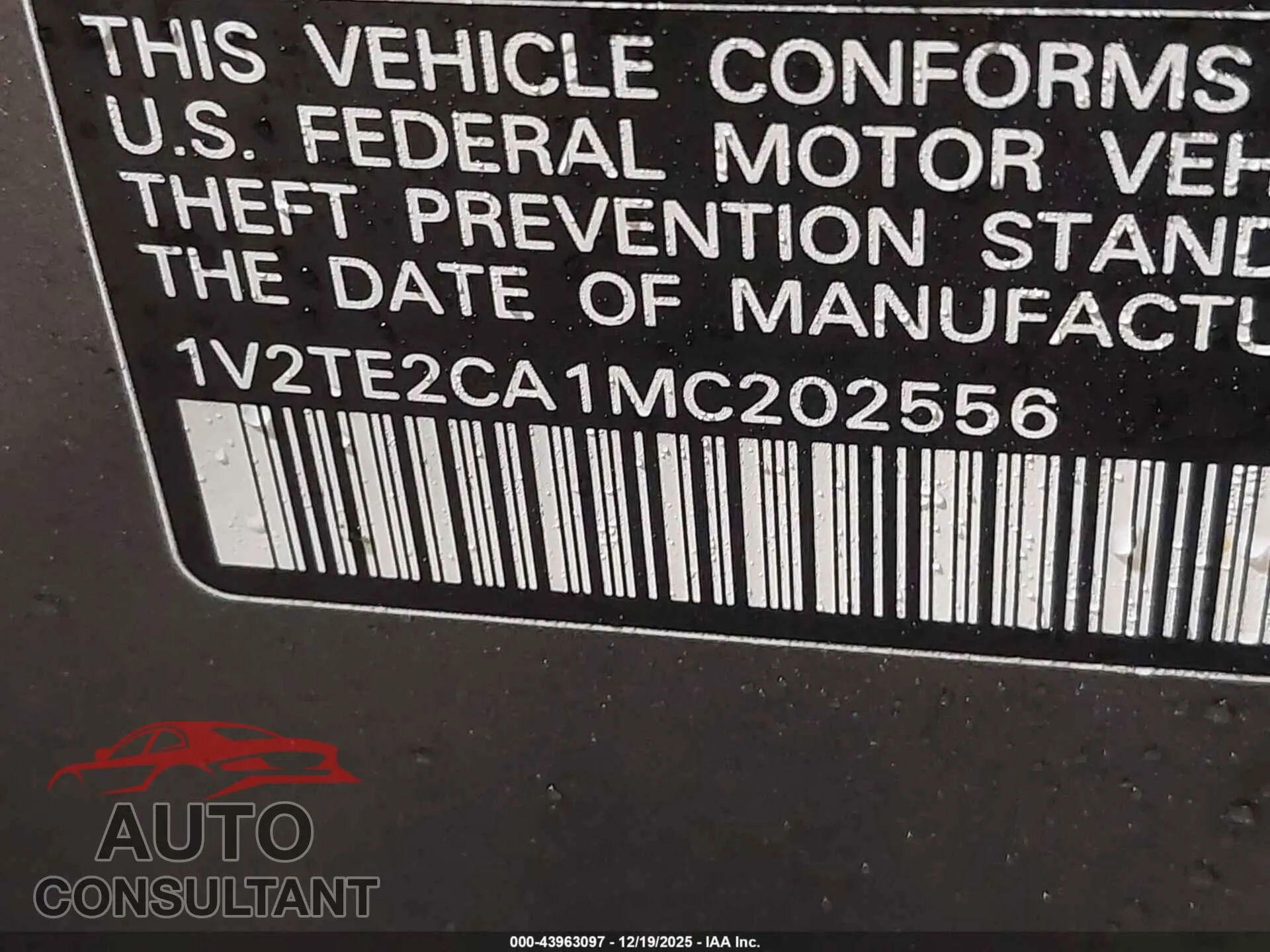 2021 VOLKSWAGEN ATLAS CROSS SPORT Damaged VIN 1V2TE2CA1MC202556 – trunk area