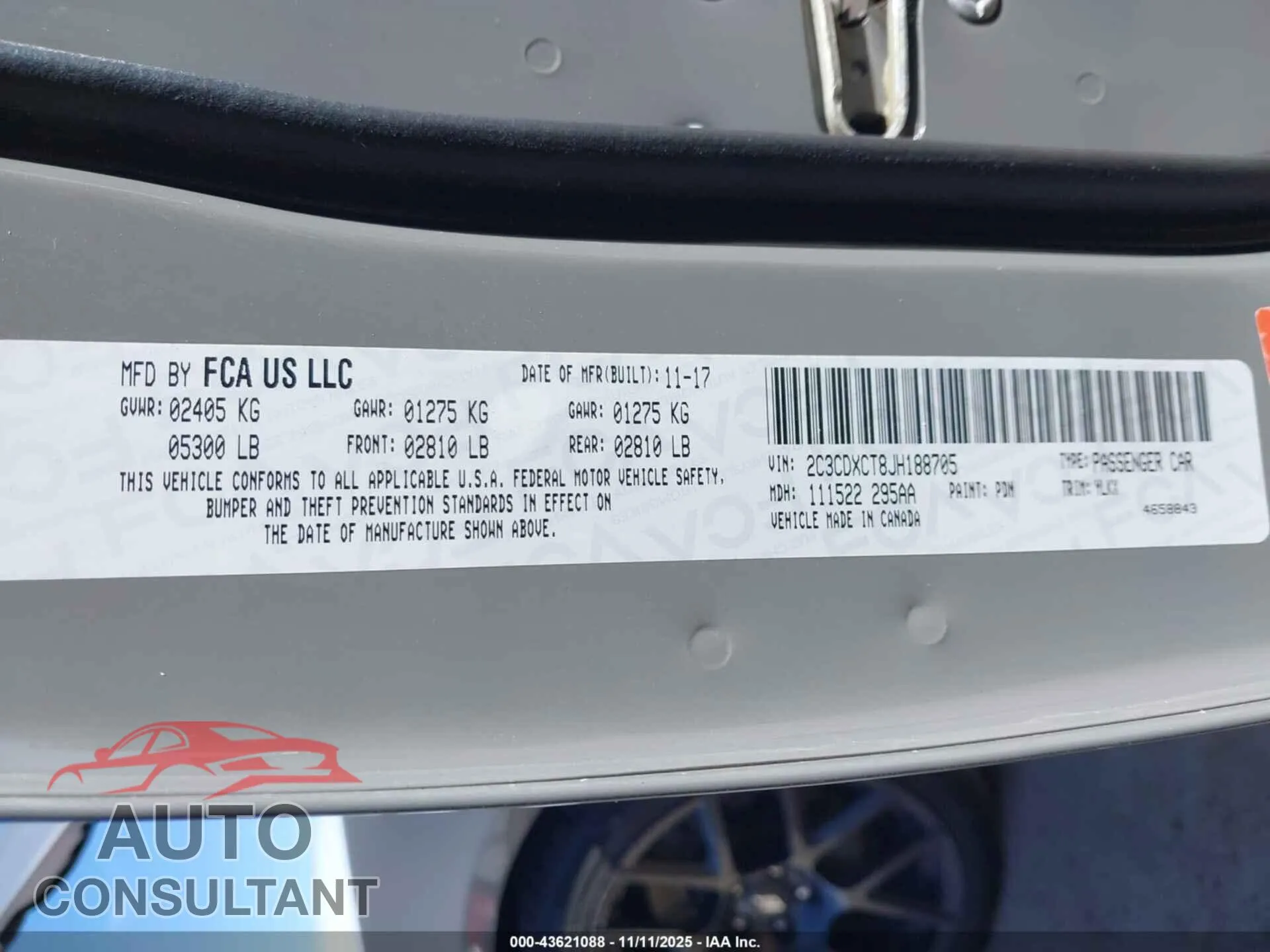 2018 DODGE CHARGER Damaged VIN 2C3CDXCT8JH188705 – trunk area