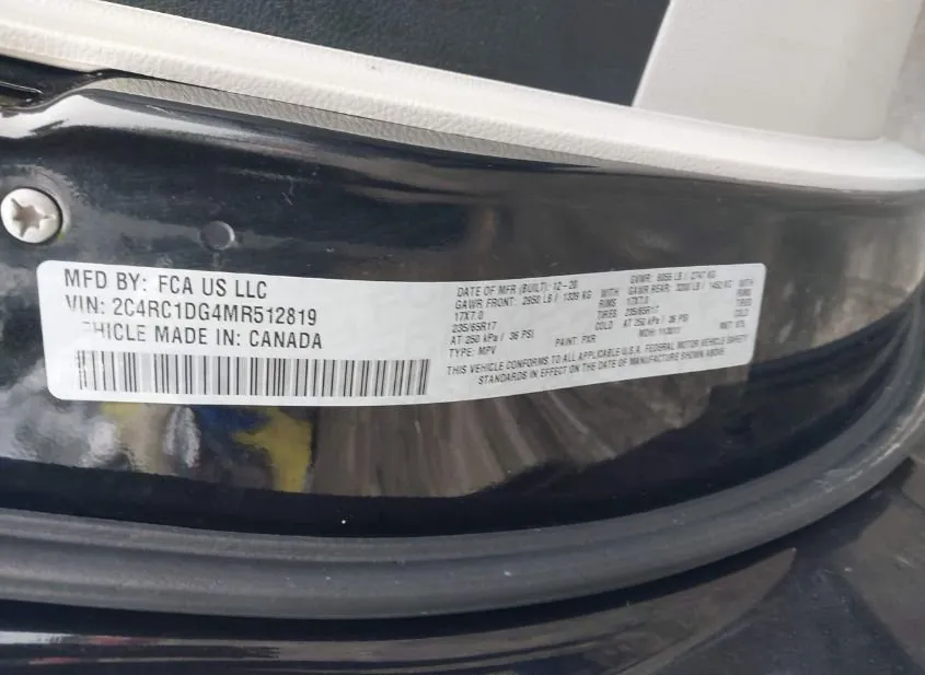 2021 CHRYSLER Voyager Used VIN 2C4RC1DG4MR512819 – dashboard