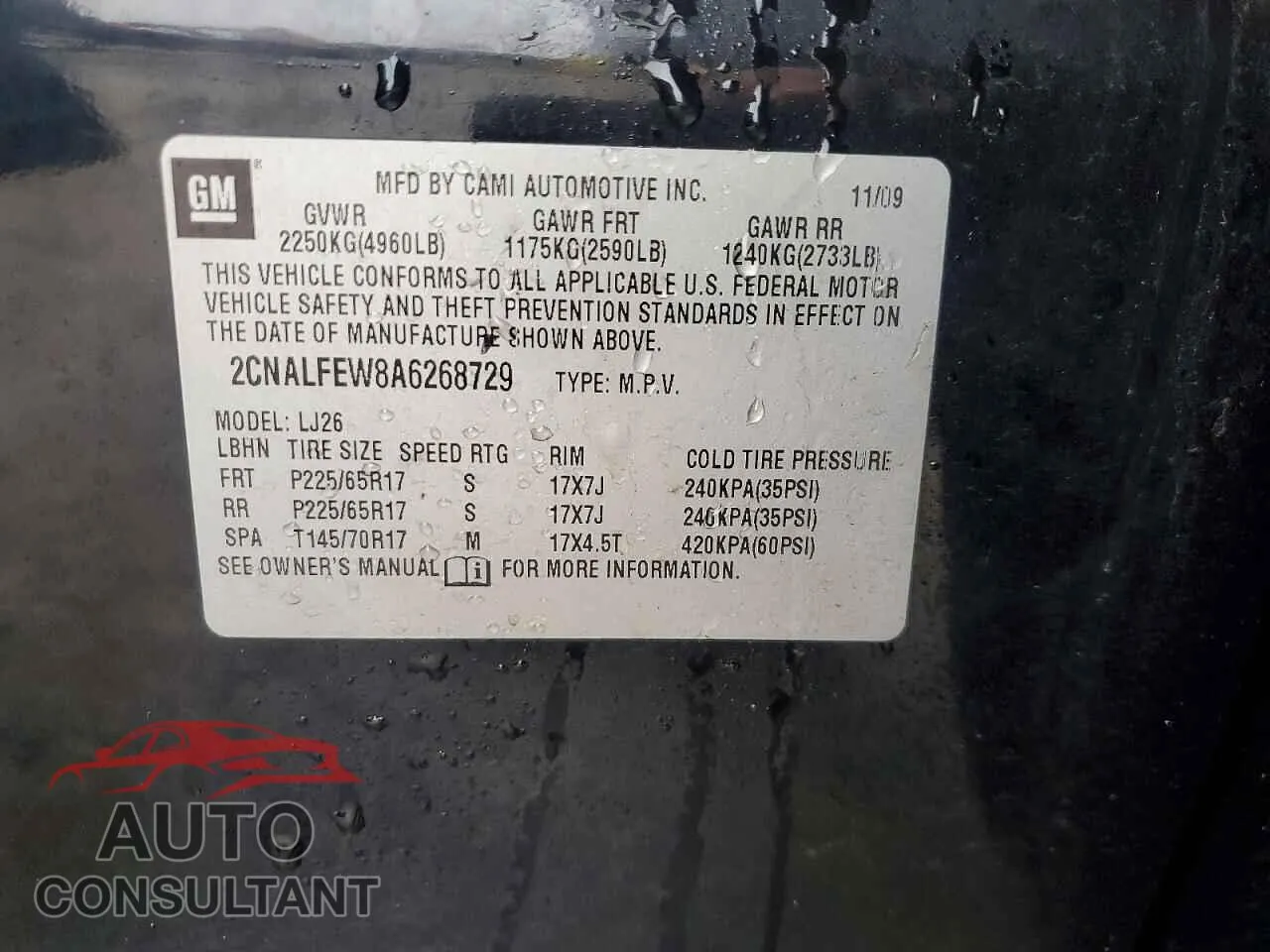 2010 CHEVROLET EQUINOX Damaged VIN 2CNALFEW8A6268729 – photo 13 2010 CHEVROLET EQUINOX Damaged VIN 2CNALFEW8A6268729 – photo 13