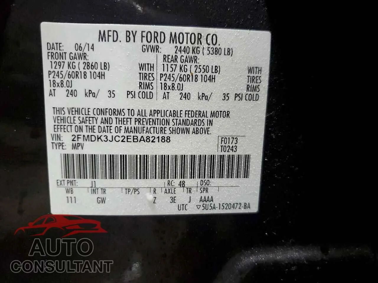2014 FORD EDGE Damaged VIN 2FMDK3JC2EBA82188 – photo 12