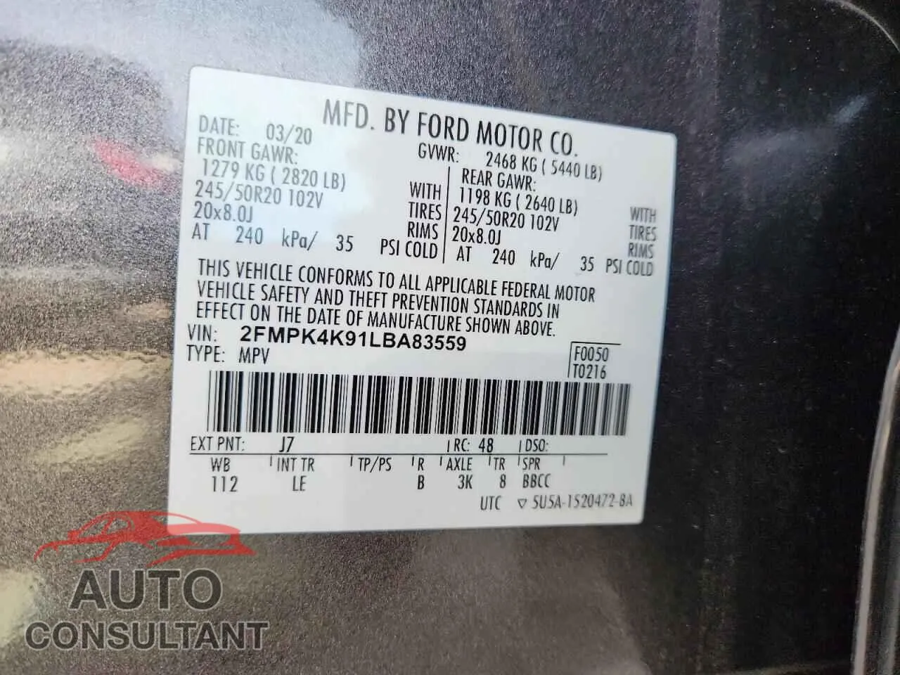 2020 FORD EDGE Damaged VIN 2FMPK4K91LBA83559 – photo 14