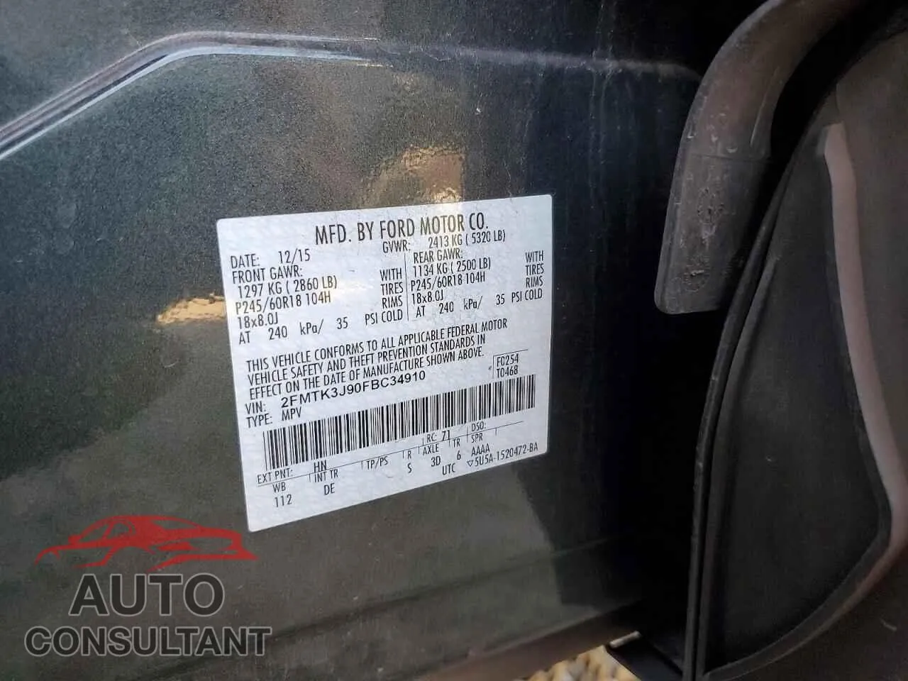 2015 FORD EDGE Damaged VIN 2FMTK3J90FBC34910 – photo 13