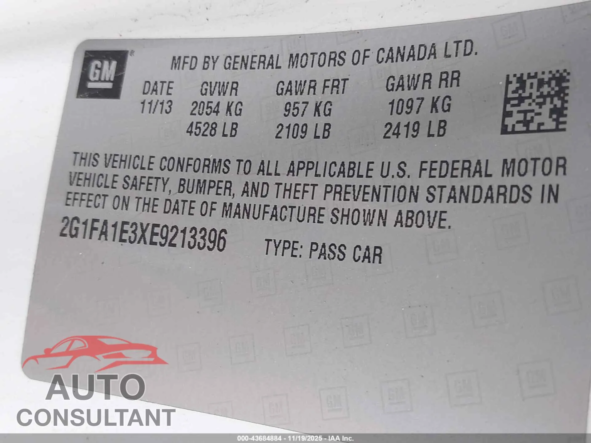 2014 CHEVROLET CAMARO Damaged VIN 2G1FA1E3XE9213396 – trunk area
