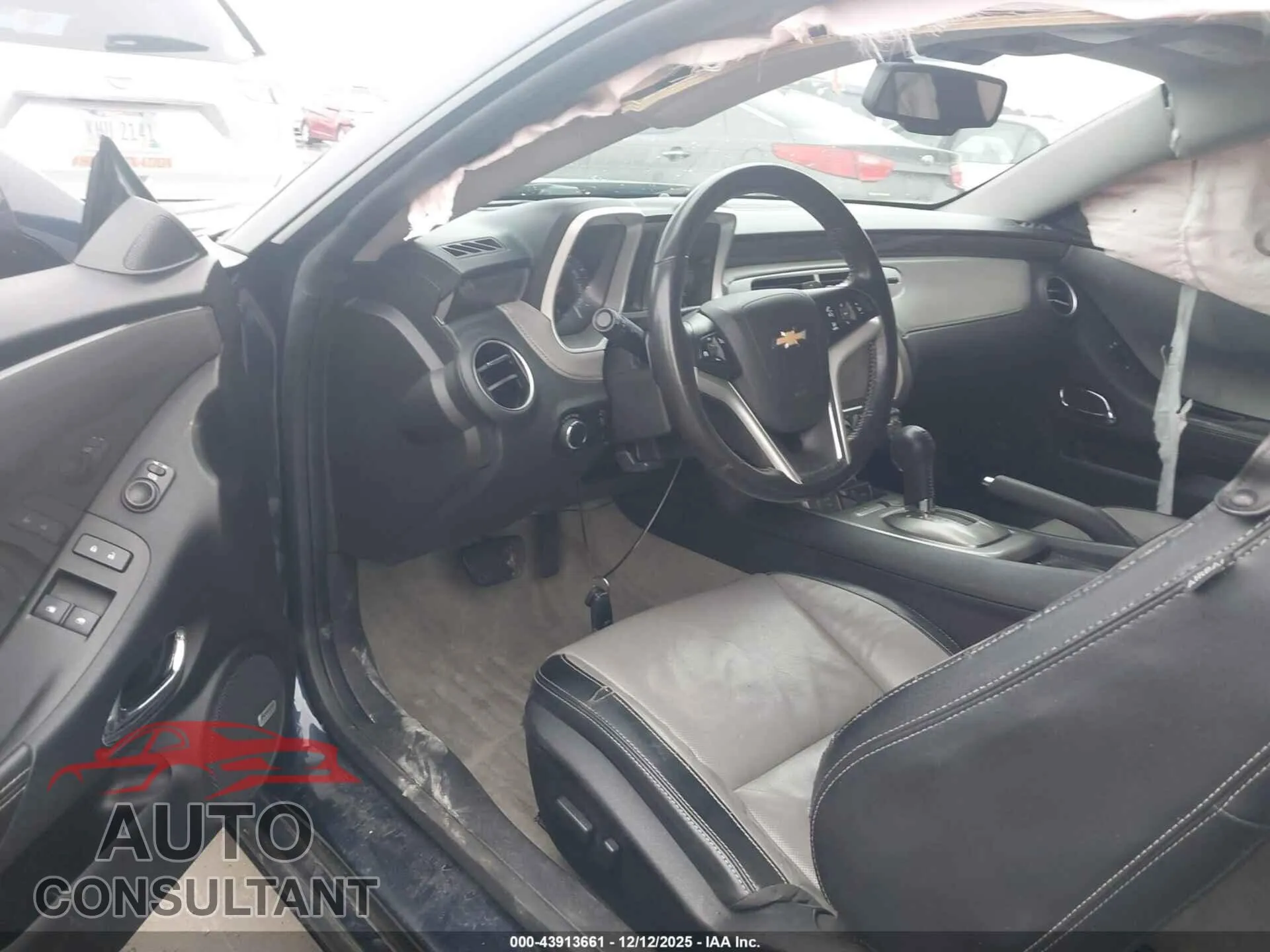 2012 CHEVROLET CAMARO Damaged VIN 2G1FC1E3XC9166572 – interior seats