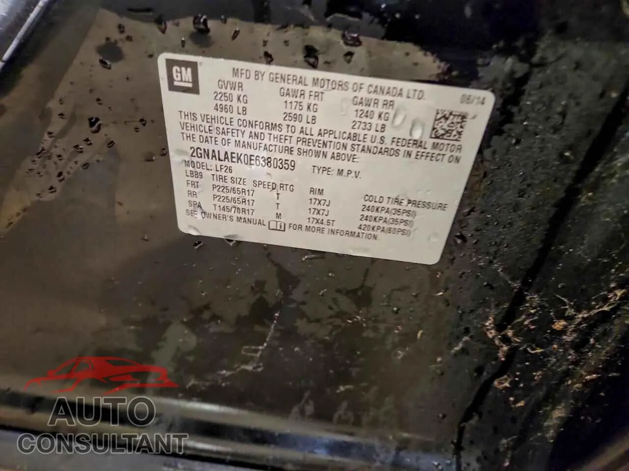 2014 CHEVROLET EQUINOX Damaged VIN 2GNALAEK0E6380359 – photo 13