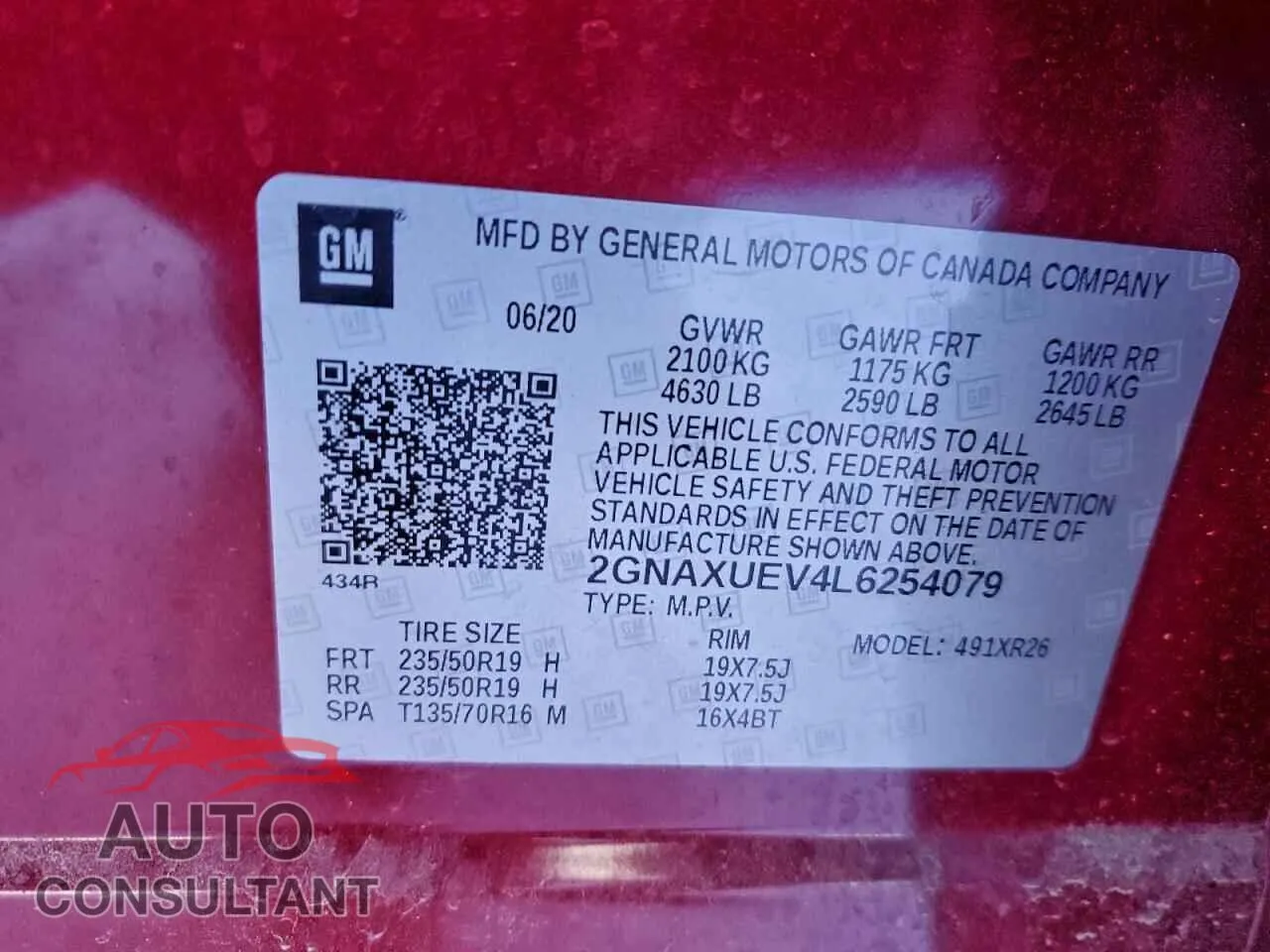 2020 CHEVROLET EQUINOX Damaged VIN 2GNAXUEV4L6254079 – photo 12