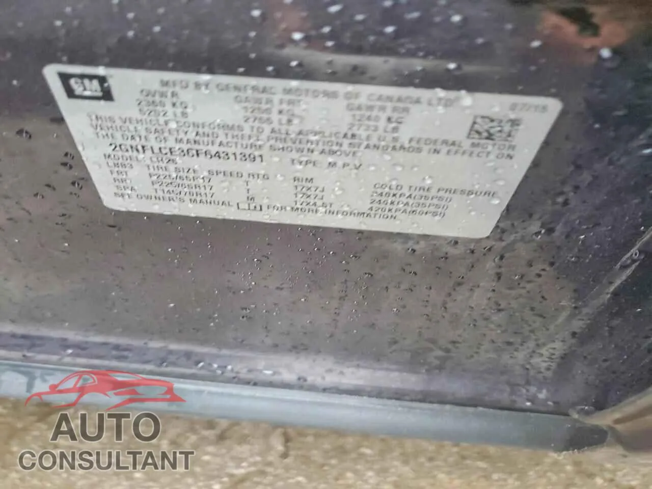 2015 CHEVROLET EQUINOX Damaged VIN 2GNFLCE36F6431391 – photo 13 2015 CHEVROLET EQUINOX Damaged VIN 2GNFLCE36F6431391 – photo 13