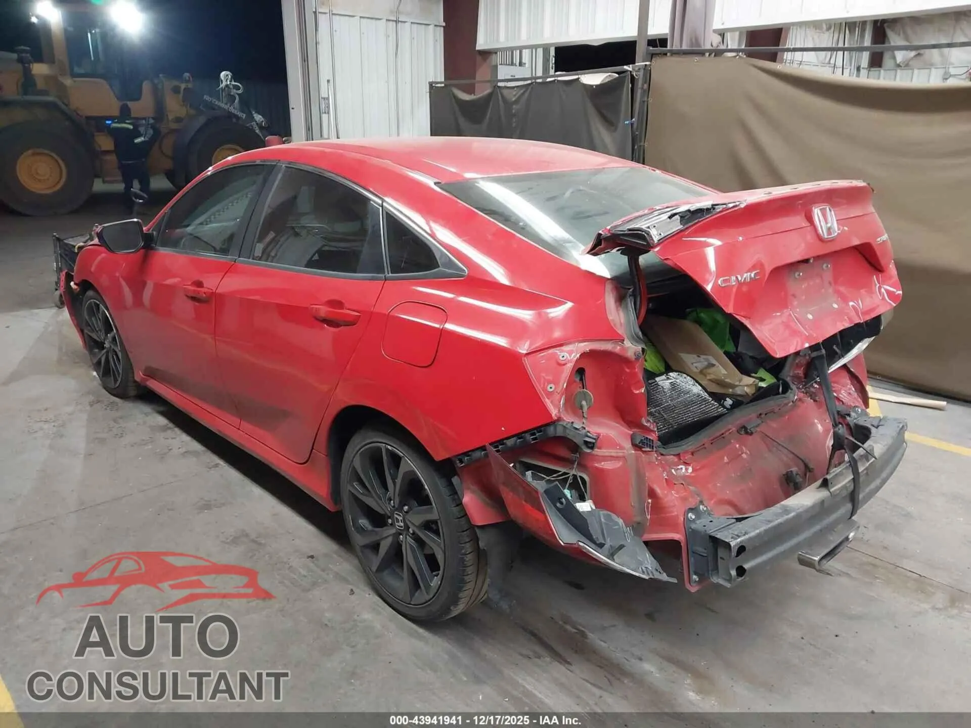 2019 HONDA CIVIC Damaged VIN 2HGFC2F82KH535986 – side profile