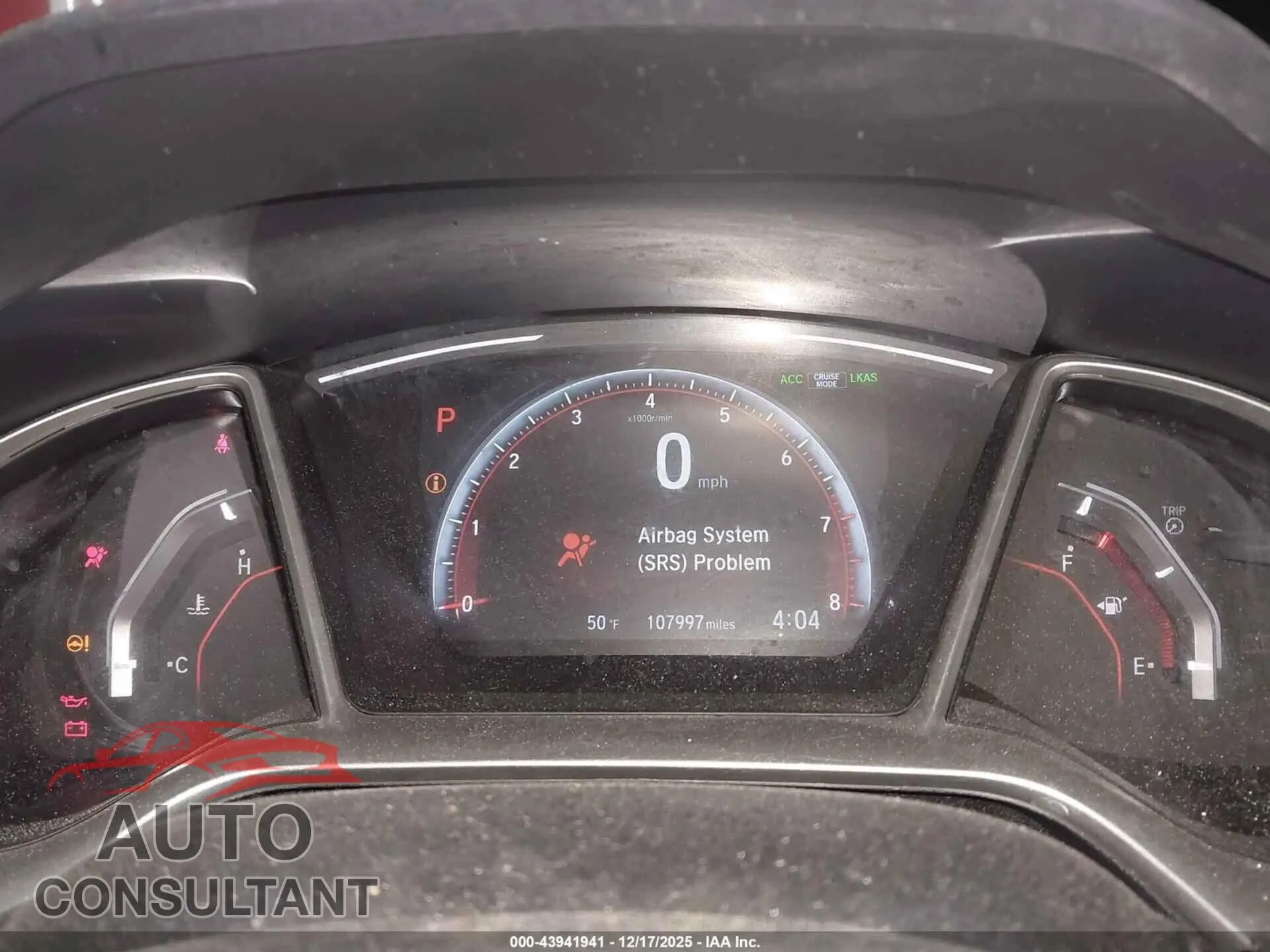 2019 HONDA CIVIC Damaged VIN 2HGFC2F82KH535986 – exterior detail