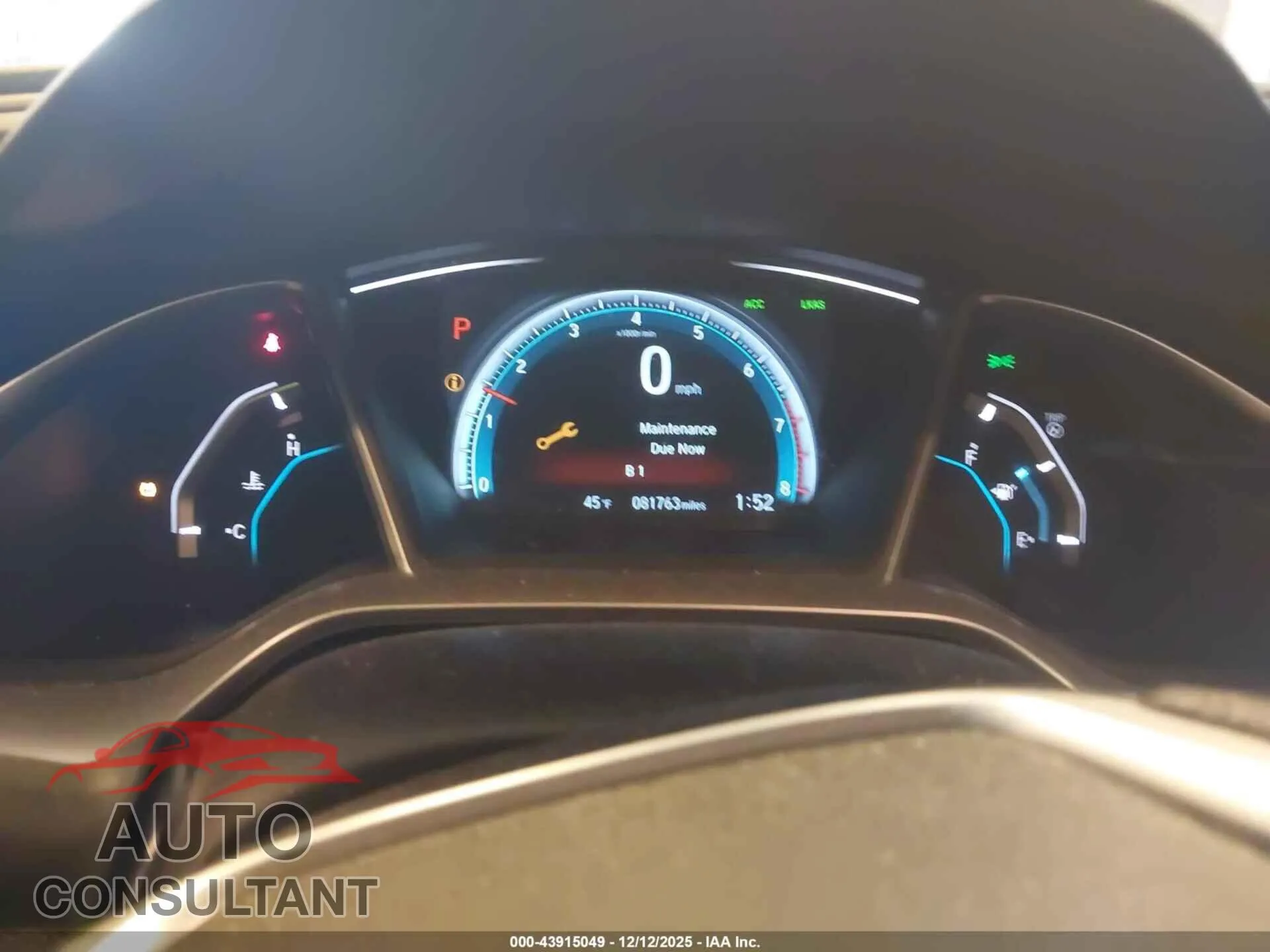 2018 HONDA CIVIC Damaged VIN 2HGFC2F83JH553816 – exterior detail