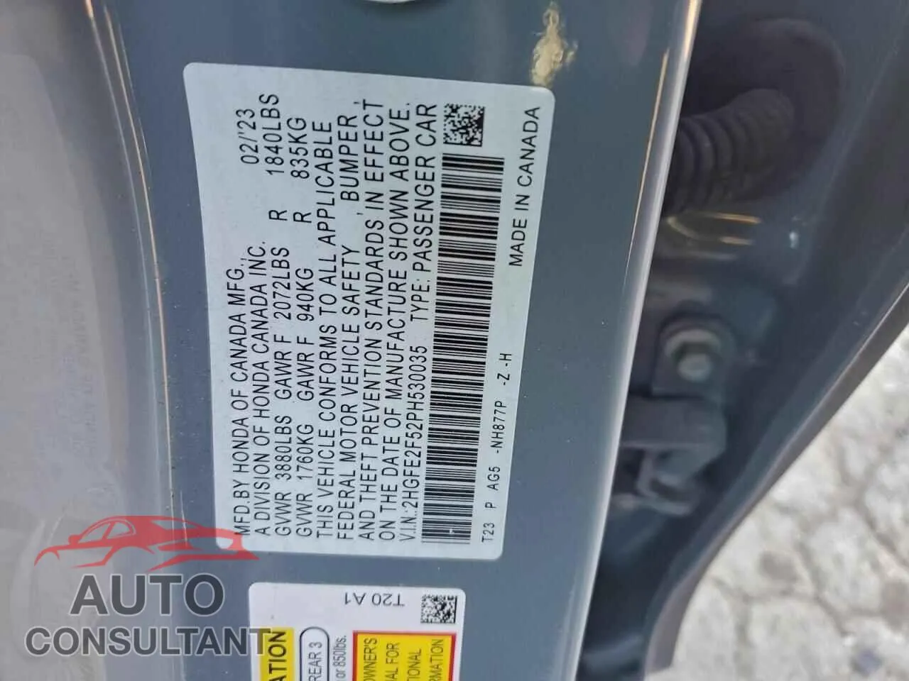 2023 HONDA CIVIC Damaged VIN 2HGFE2F52PH530035 – photo 12