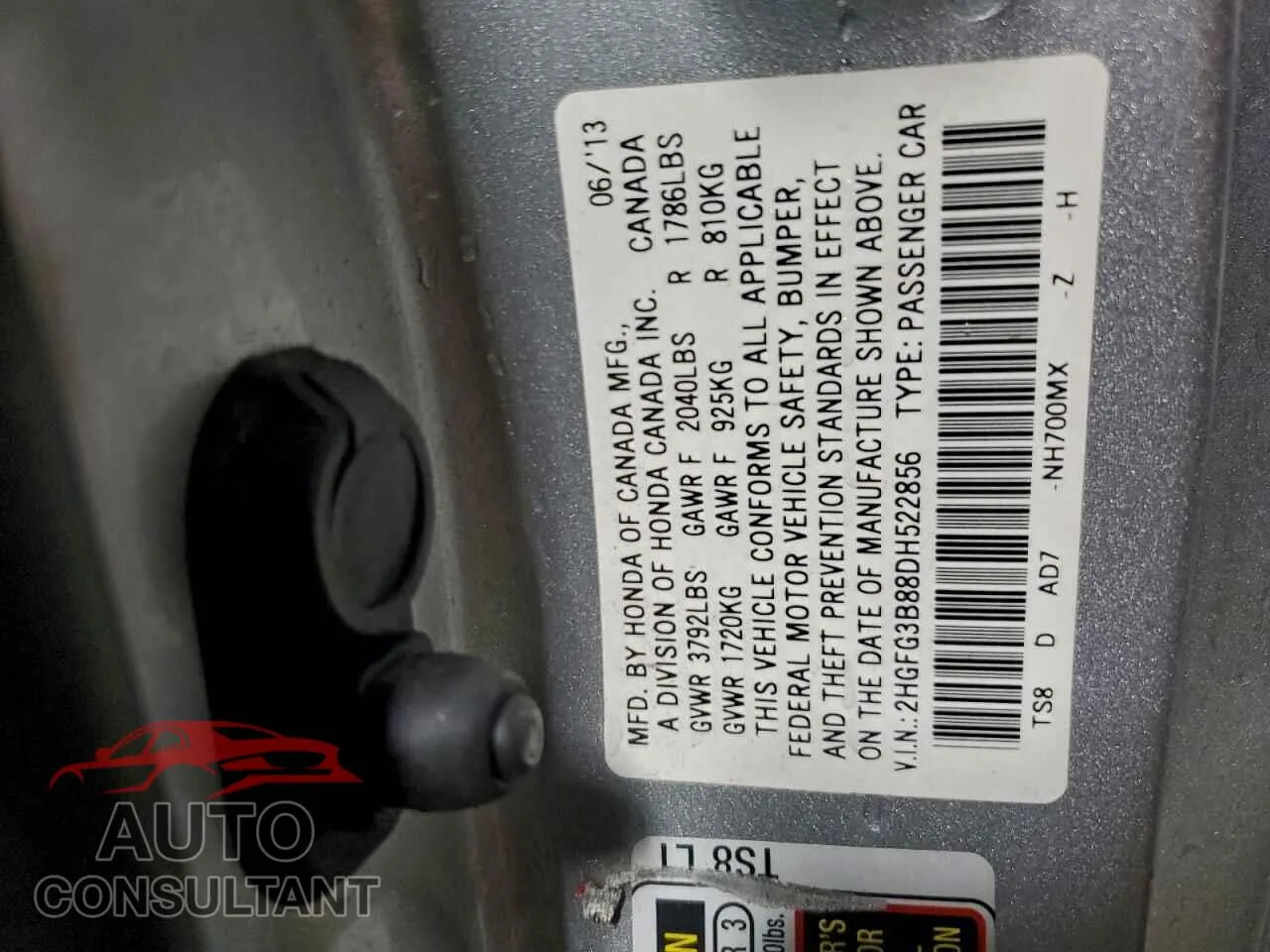2013 HONDA CIVIC Damaged VIN 2HGFG3B88DH522856 – photo 12