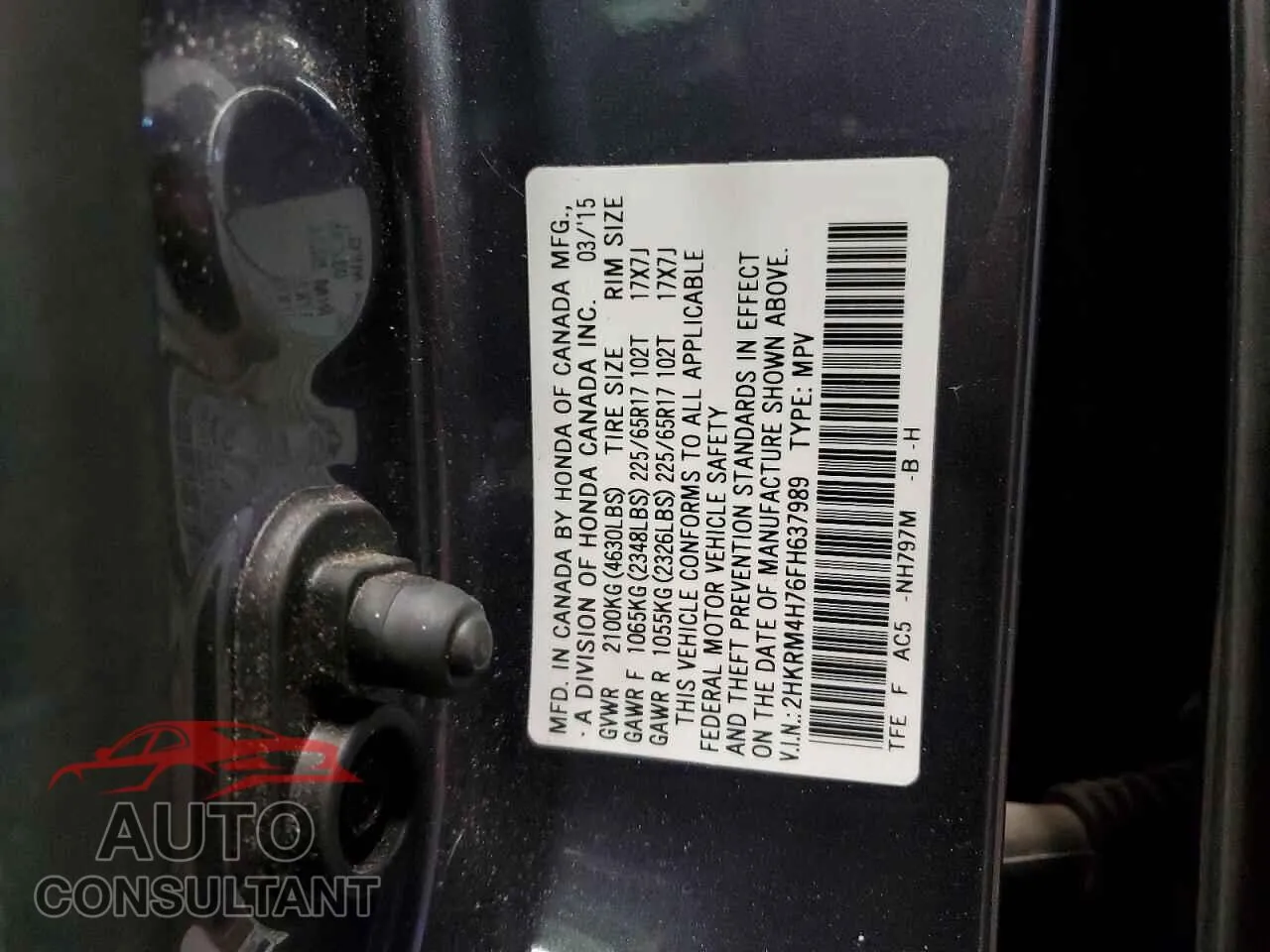 2015 HONDA CRV Damaged VIN 2HKRM4H76FH637989 – photo 13 2015 HONDA CRV Damaged VIN 2HKRM4H76FH637989 – photo 13