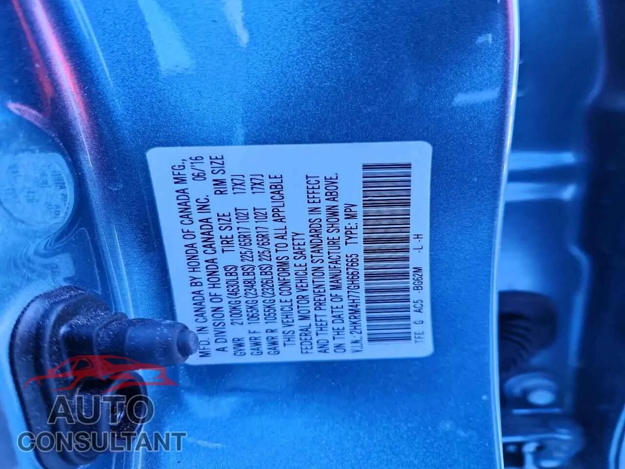 2016 HONDA CRV Damaged VIN 2HKRM4H77GH667665 – photo 13