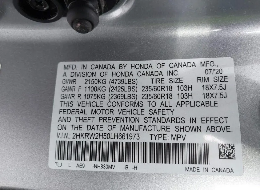 2020 HONDA CR-V Used VIN 2HKRW2H50LH661973 – photo 17
