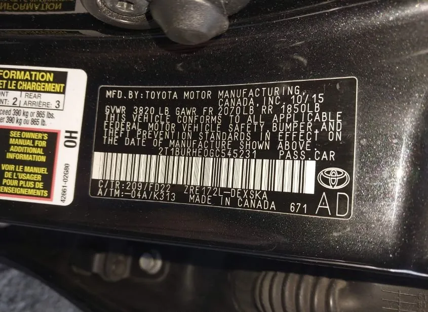 2016 TOYOTA Corolla Used VIN 2T1BURHE0GC545231 – photo 20