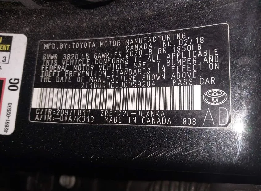 2018 TOYOTA Corolla Used VIN 2T1BURHE0JC059204 – photo 18