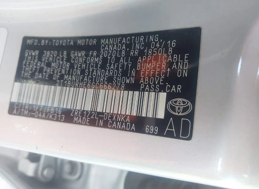 2016 TOYOTA Corolla Used VIN 2T1BURHE6GC666278 – undercarriage