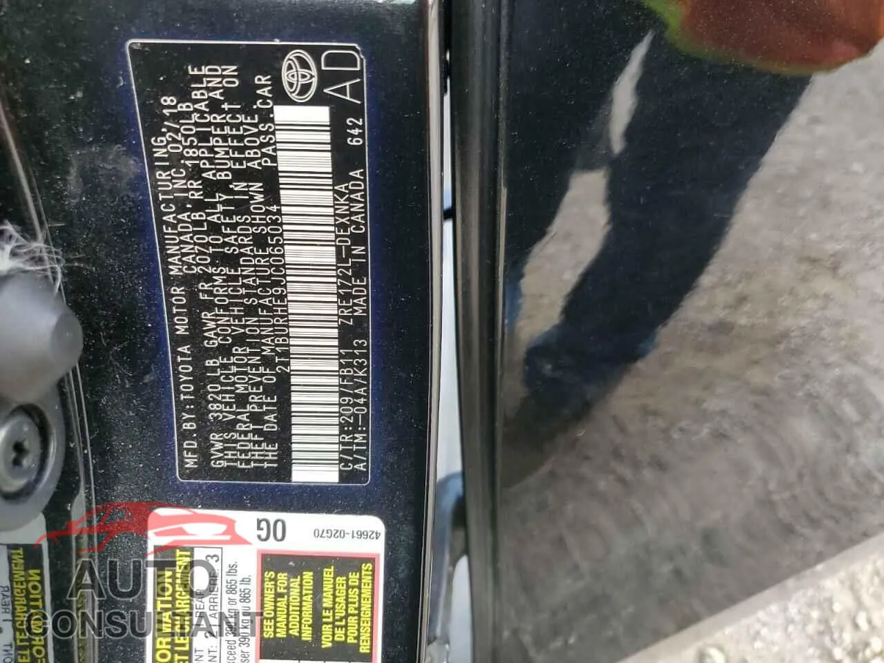 2018 TOYOTA COROLLA Damaged VIN 2T1BURHE9JC065034 – photo 13