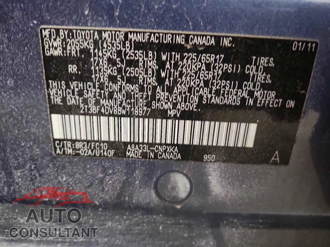 2011 TOYOTA RAV4 Damaged VIN 2T3BF4DV8BW118977 – photo 13