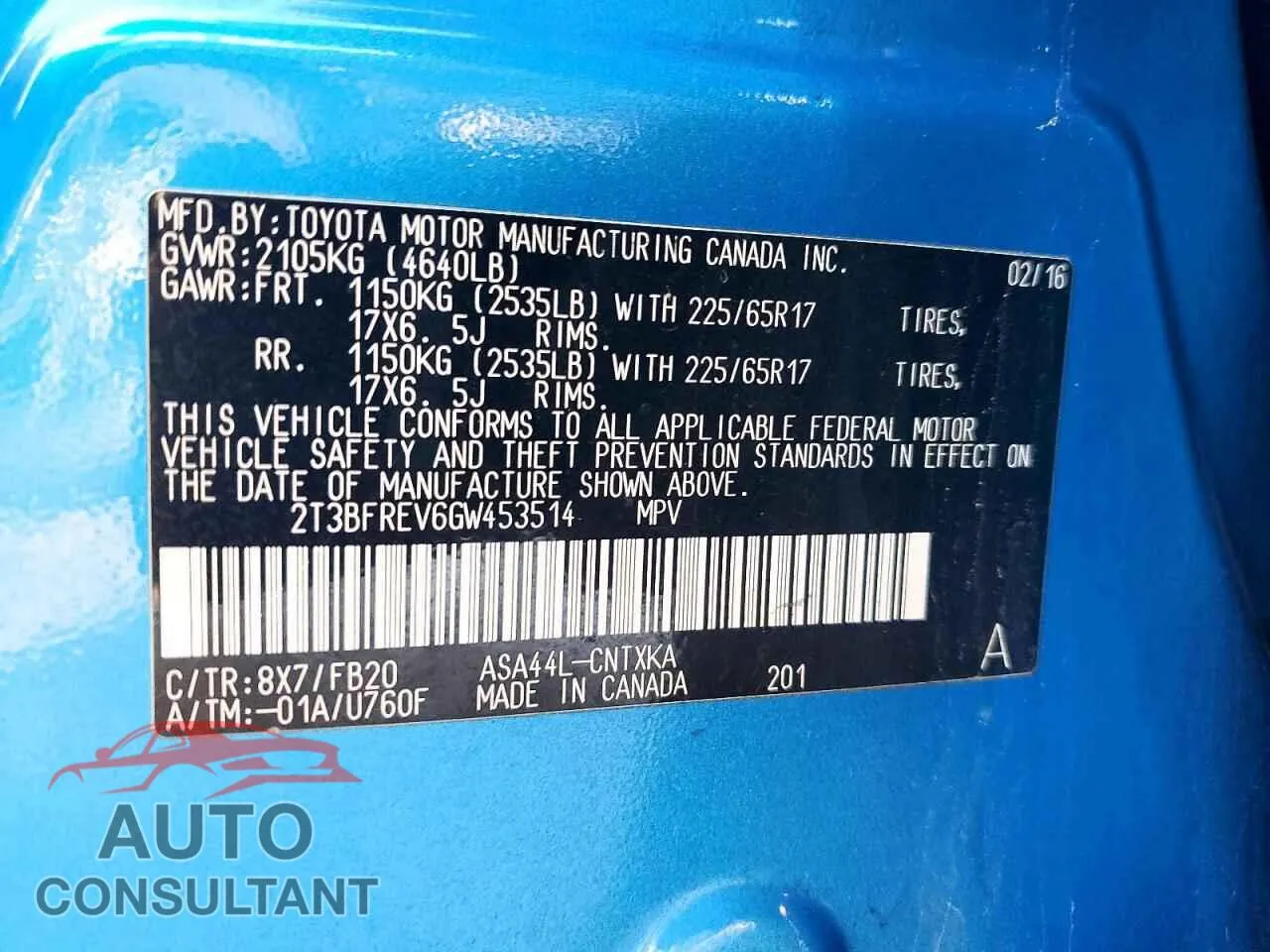 2016 TOYOTA RAV4 Damaged VIN 2T3BFREV6GW453514 – photo 12