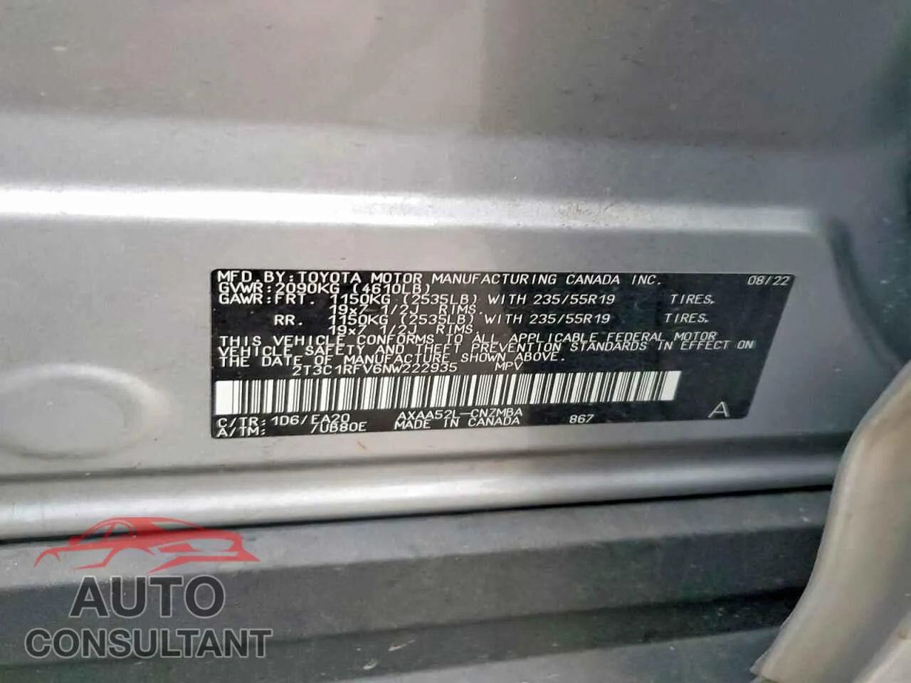 2022 TOYOTA RAV4 Damaged VIN 2T3C1RFV6NW222935 – photo 14